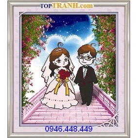 Tranh thêu cô dâu chú rể
